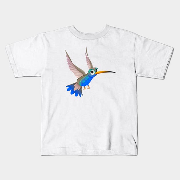 Funny hummingbird with cute eyes Kids T-Shirt by ddraw